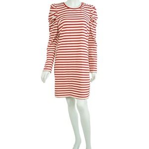 Rebecca Minkoff Women's Red Striped Puff Sleeve Dress - New - Size Small